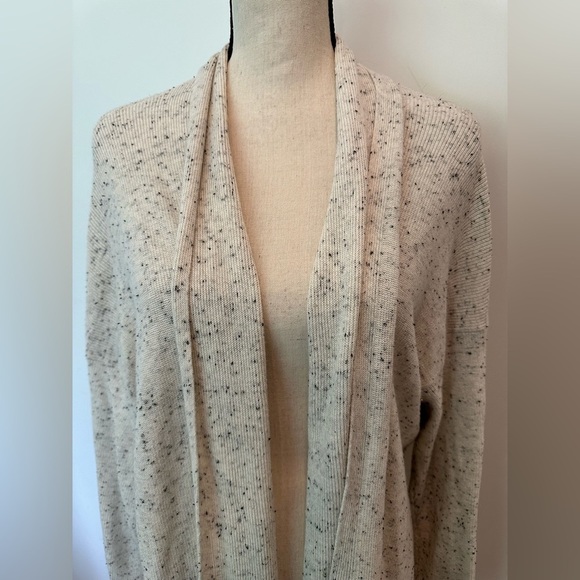 Eileen Fisher Ecru Speckled High Collar Cardigan  w/ Pockets, XL Cotton - Picture 2 of 7